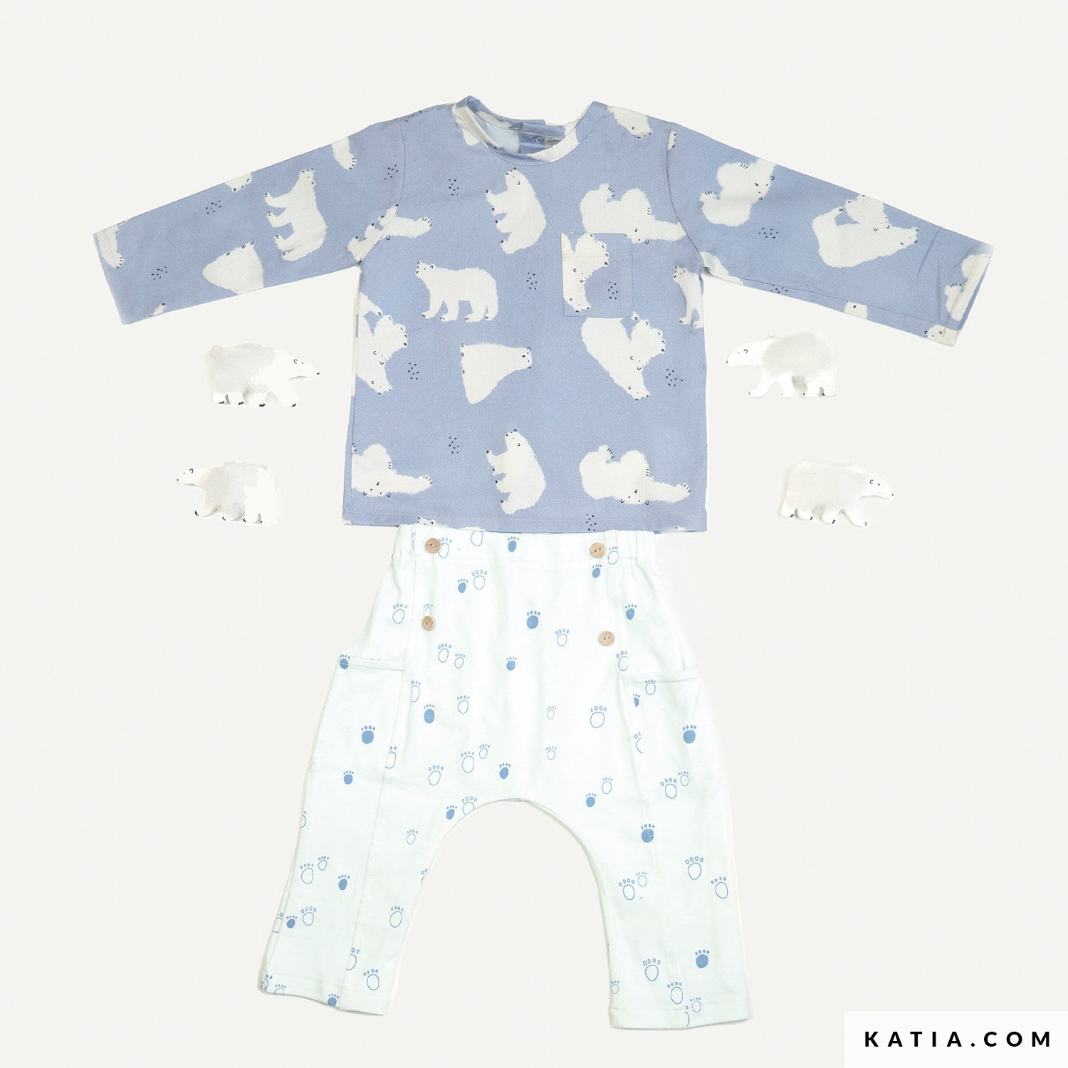 Cotton Poplin Polar Bears Fabric Autumn Winter Katia