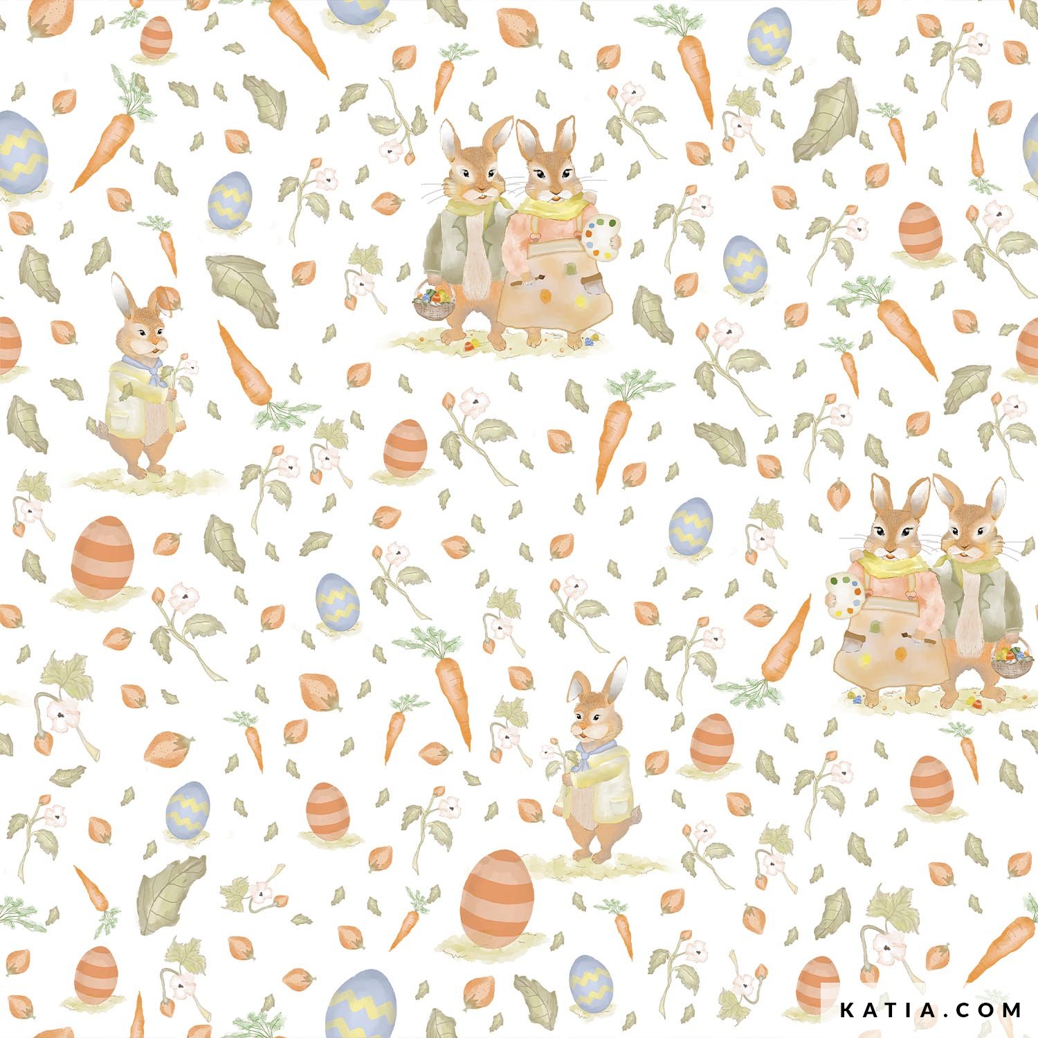 Easter Bunny Cotton Poplin Fabric Autumn Winter Katia