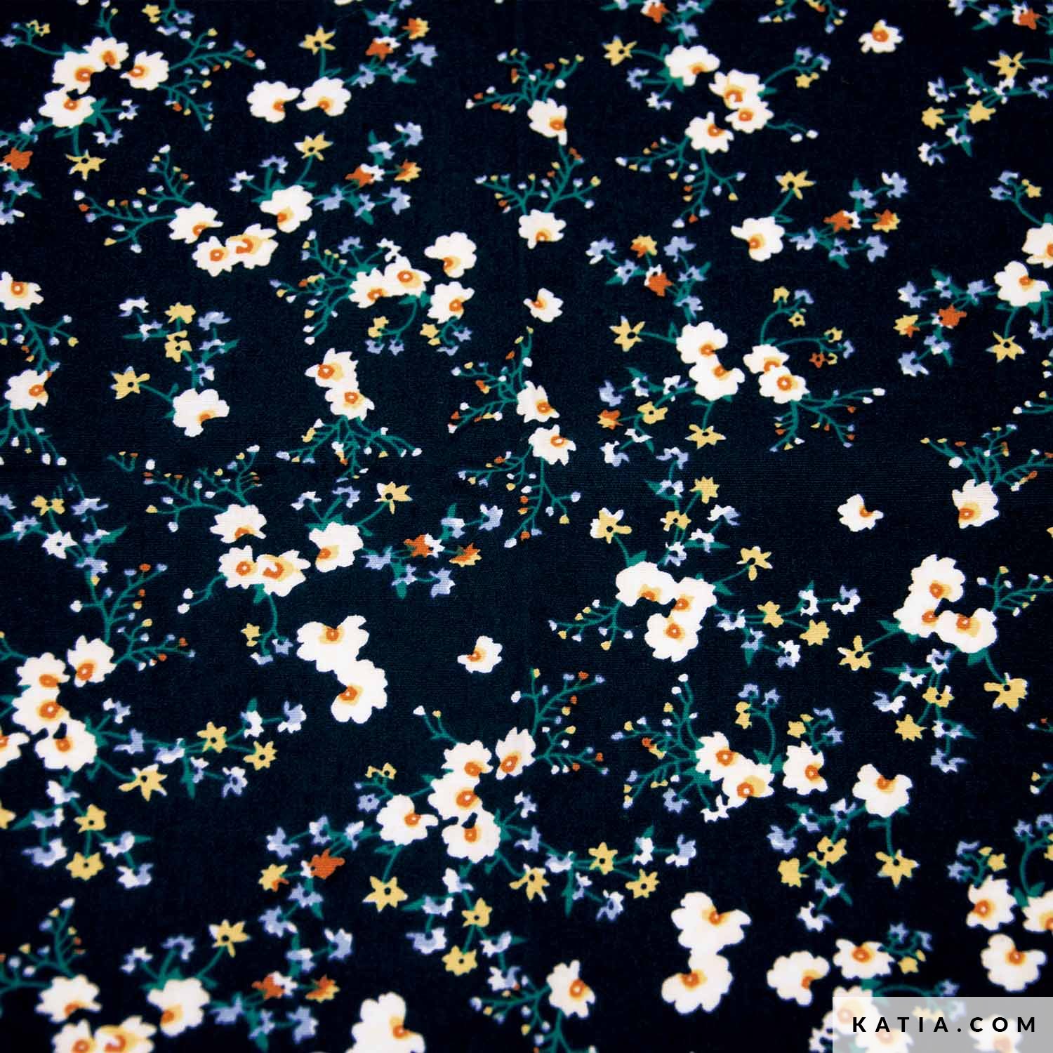 Navy Pansy Light Poplin Fabric Autumn Winter Katia