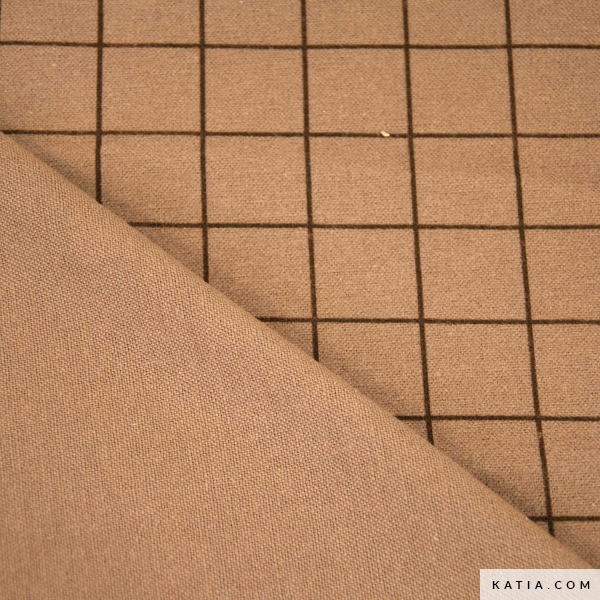 Brown Checkered Cotton Flannel Fabric Autumn Winter Katia