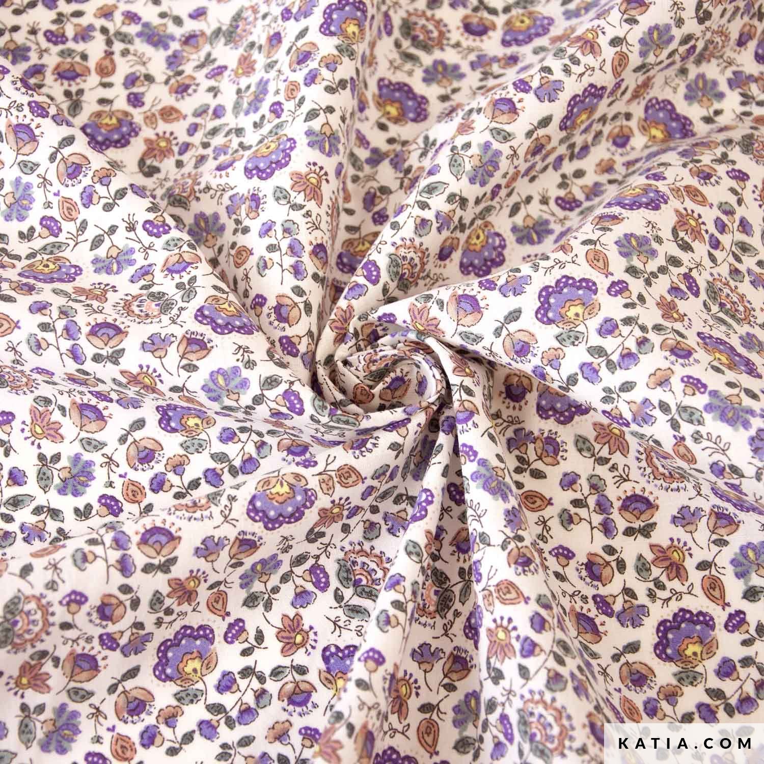 Lilac Petunia light poplin fabric - Autumn / Winter | Katia.com