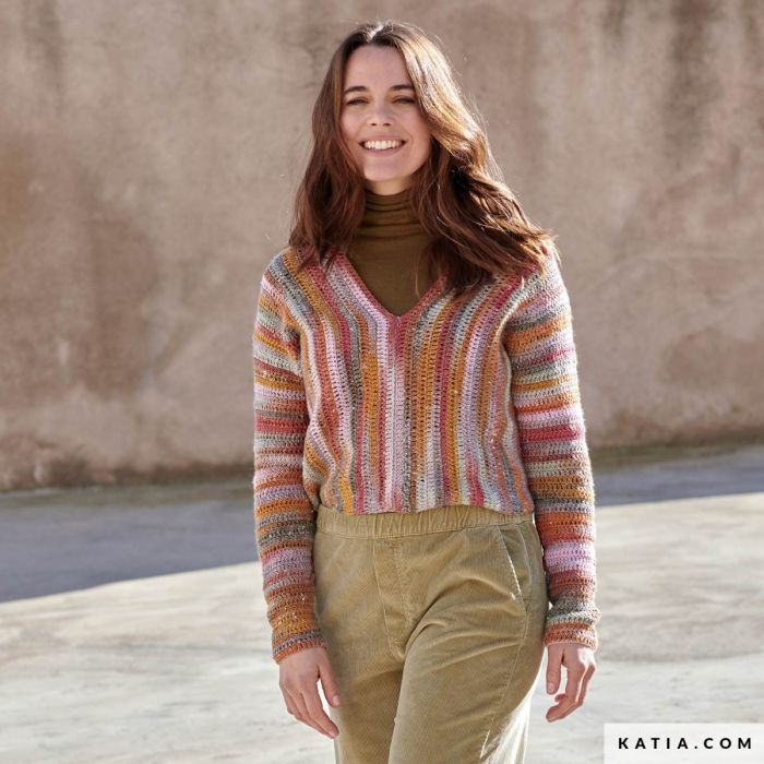 Womens Sweater Crochet Pattern - A/W - Easy - (8038-456) ¦ Katia.com