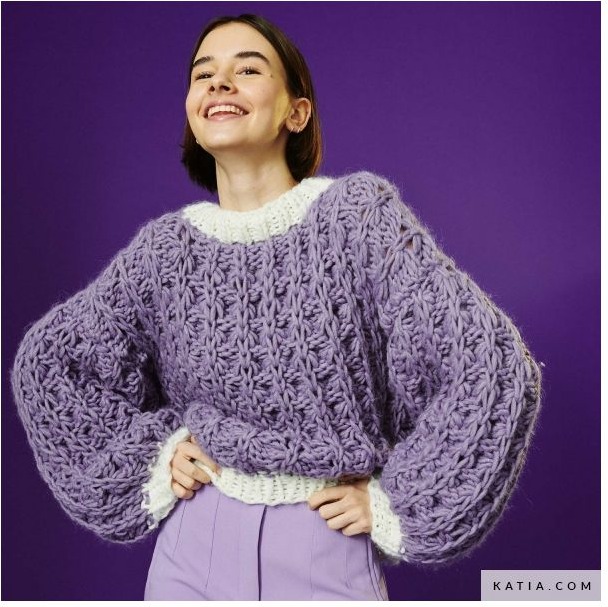 WOW! Aurora Textured Pullover Knitting Pattern - (99999-1006-2)¦ Katia.com